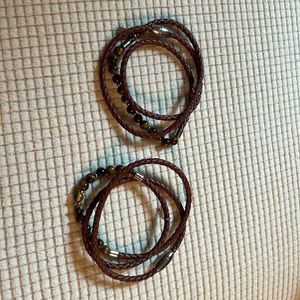 HE ROCKS
Brown Leather and Tiger Eye Bead Triple Bracelet
